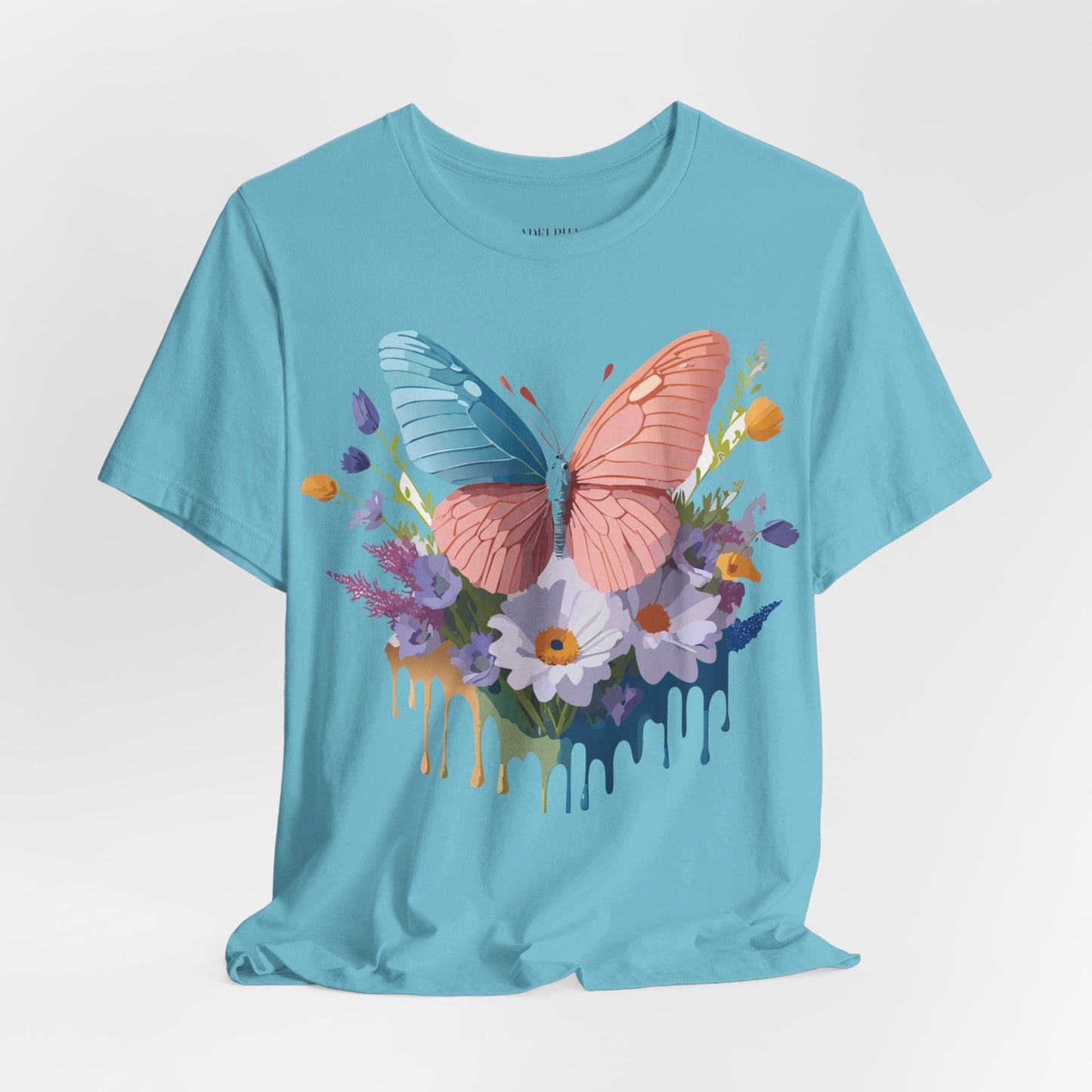 Natural Cotton Tee Shirt with Butterfly