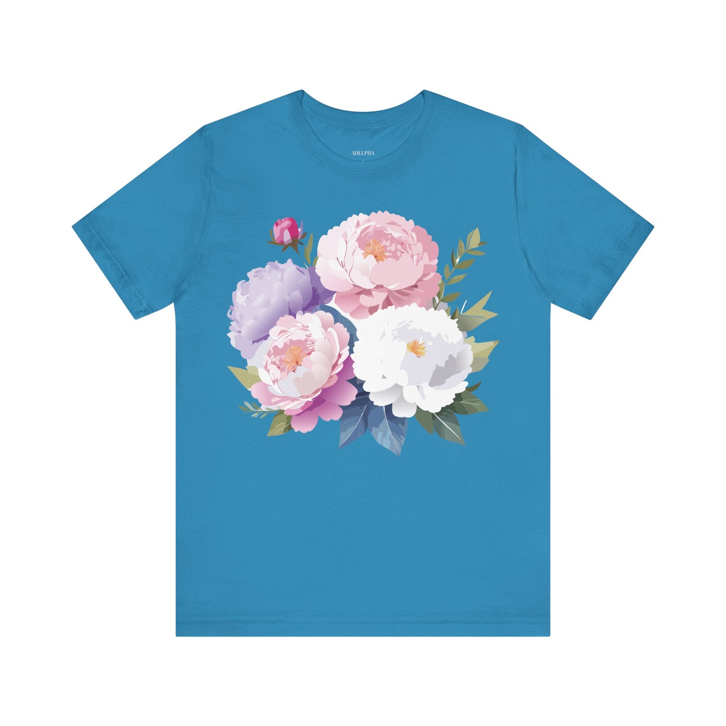 Natural Cotton Tee Shirt with Flowers