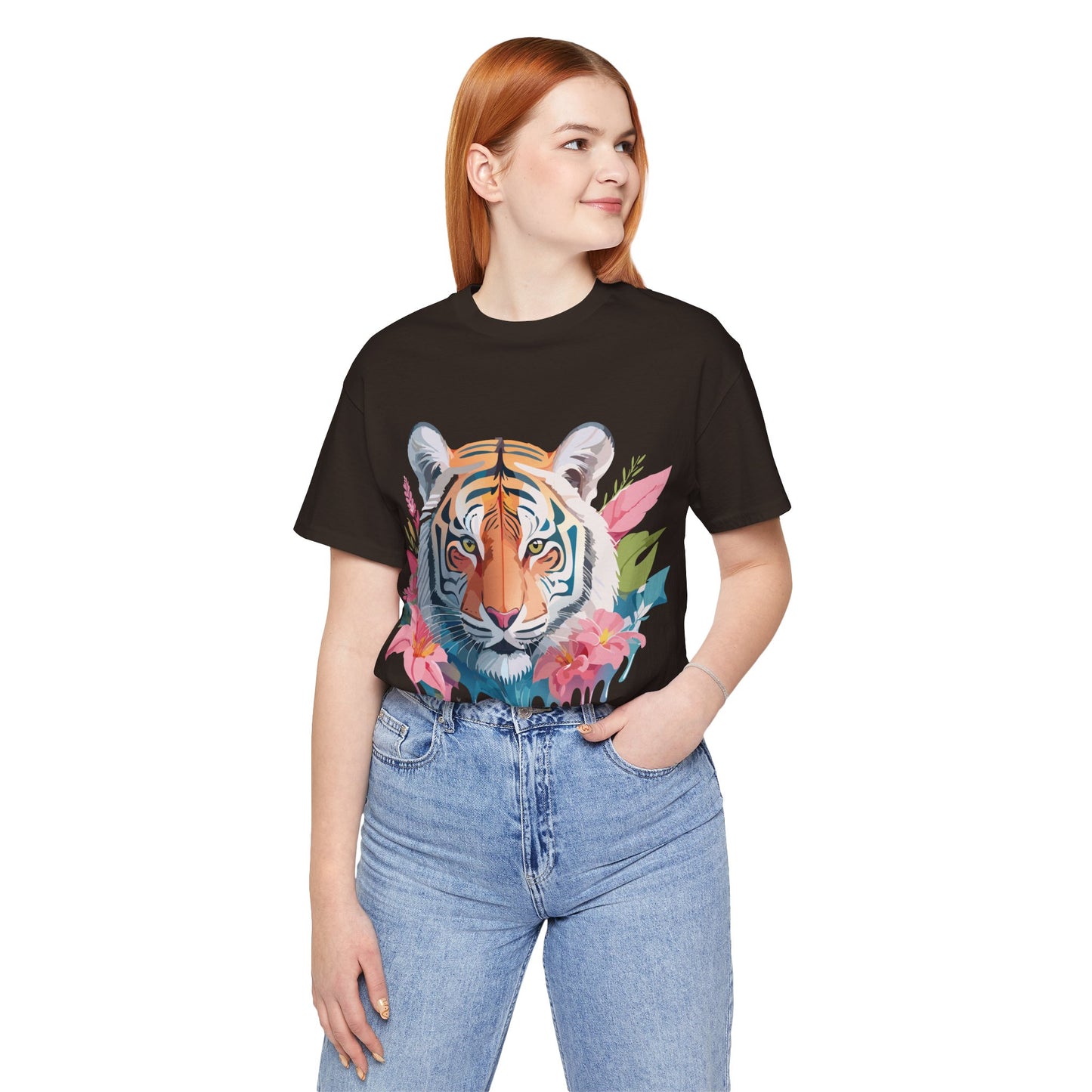 Natural Cotton Tee Shirt with Tiger