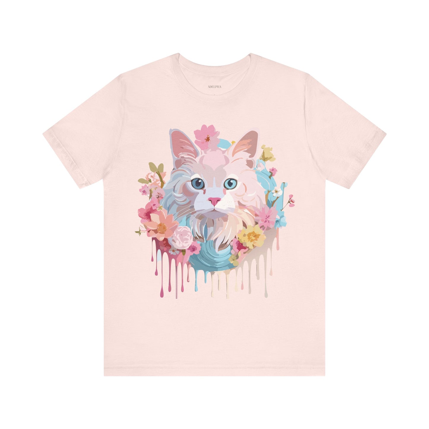 Natural Cotton Tee Shirt with Cat