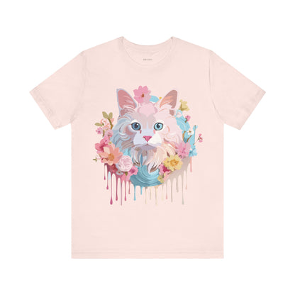 Natural Cotton Tee Shirt with Cat Printify