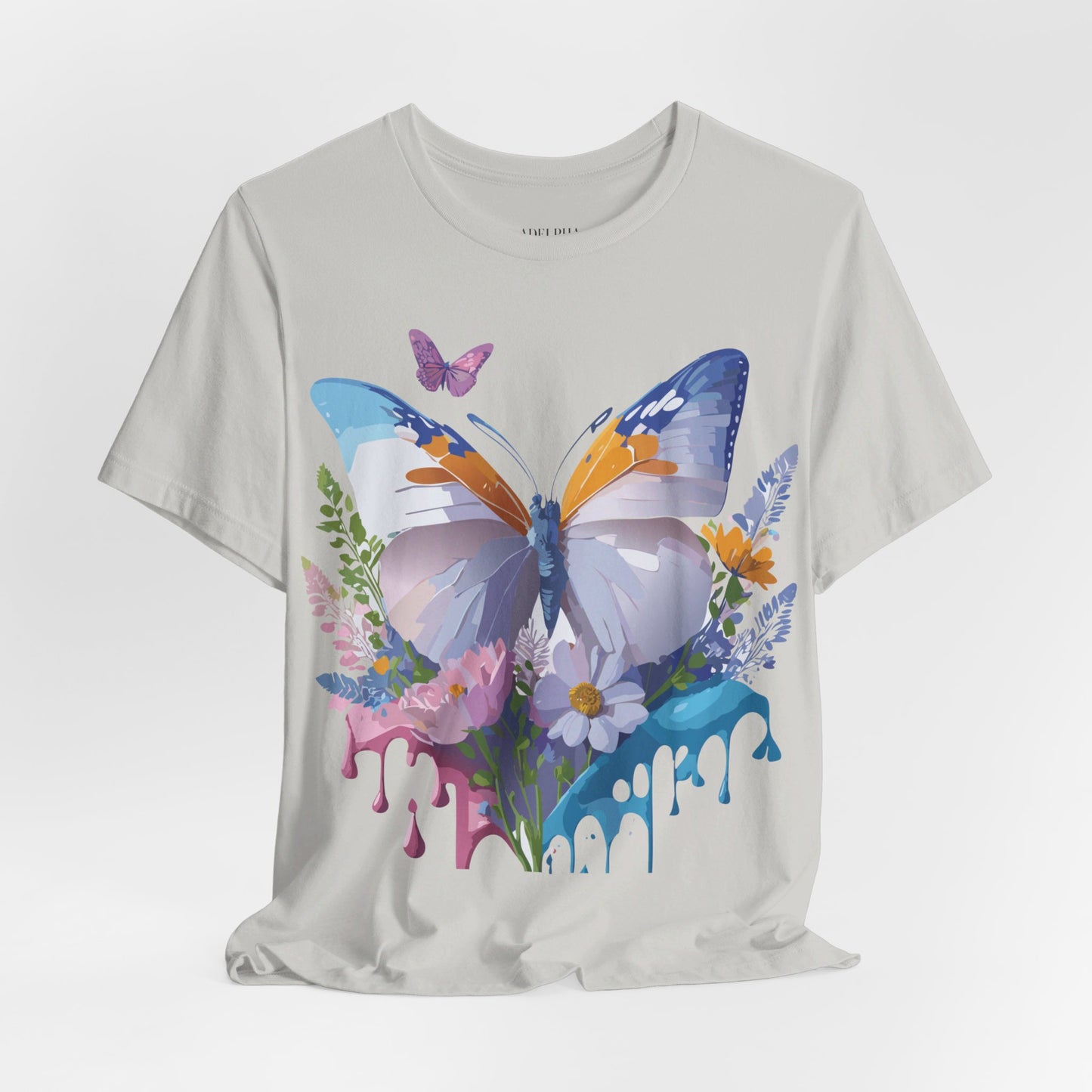 Natural Cotton Tee Shirt with Butterfly