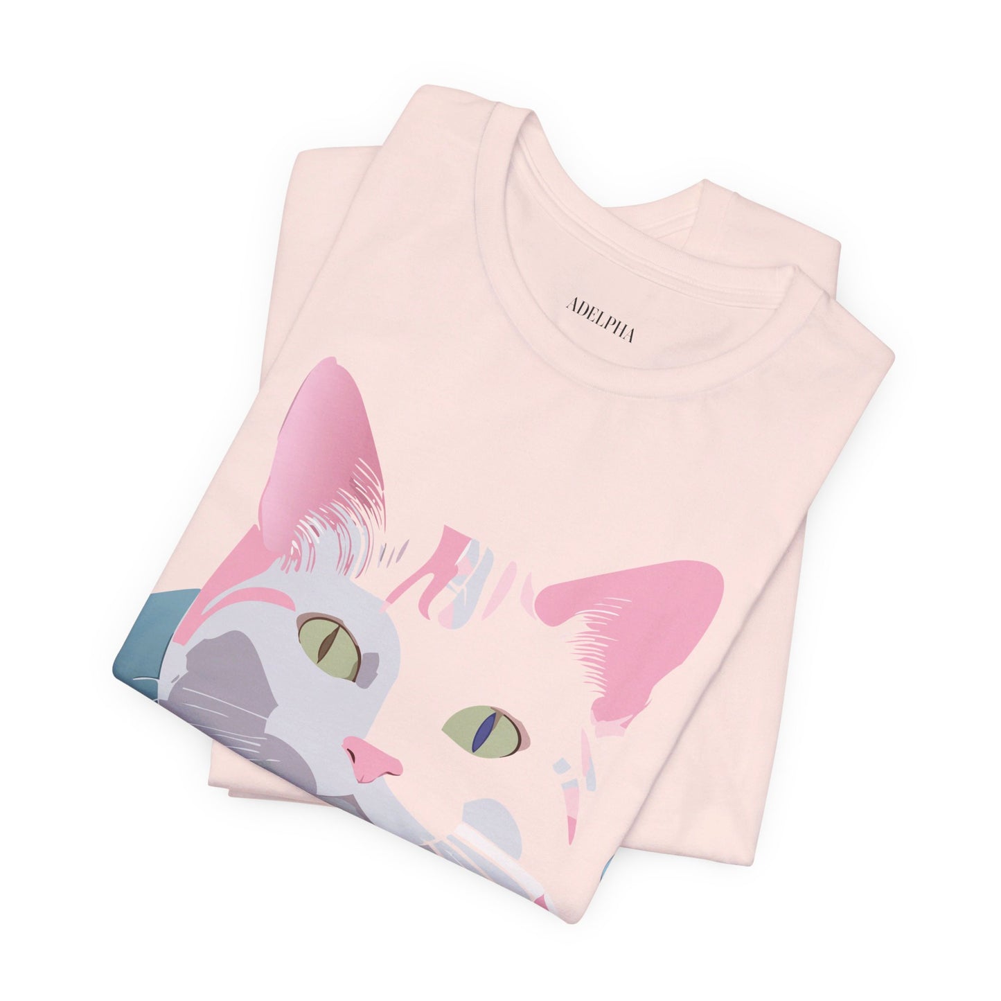 Natural Cotton Tee Shirt with Cat