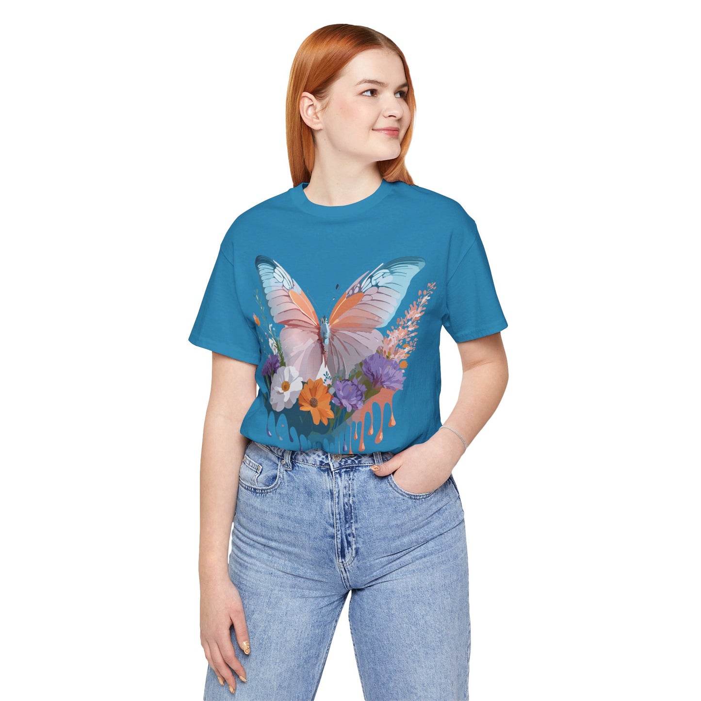 T-Shirt aus natürlicher Baumwolle mit Schmetterling