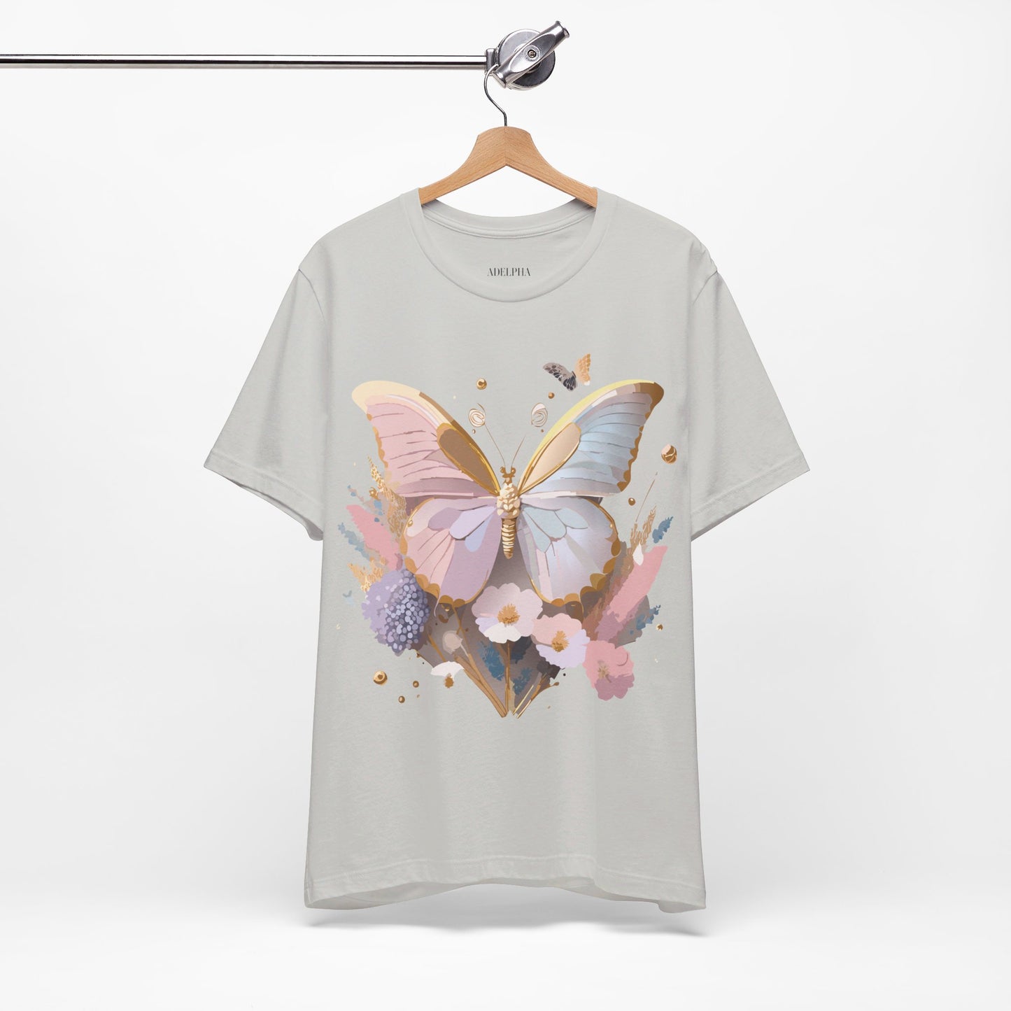 Natural Cotton Tee Shirt with Butterfly