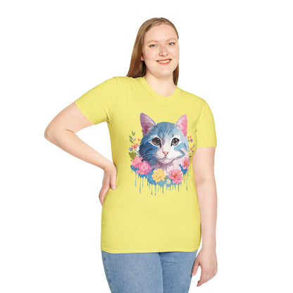 Cat Shirt Unisex Cat Tee Kitten Print Gildan Softstyle 64000