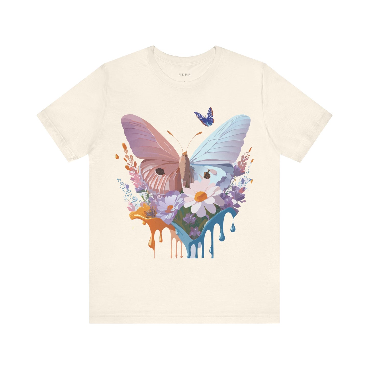 Natural Cotton Tee Shirt with Butterfly