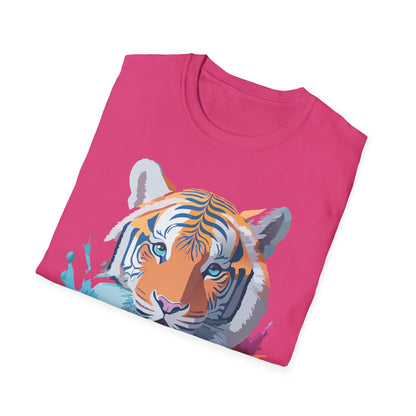 Tiger Print Shirt Unisex Softstyle Tee 100 Percent Ring Spun Cotton