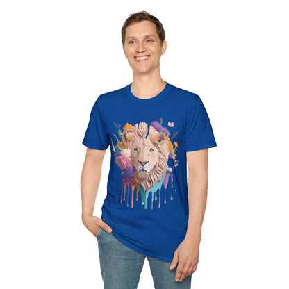 Unisex Lion Shirt Floral Lion Tee Softstyle 64000 Gildan Cotton Tee