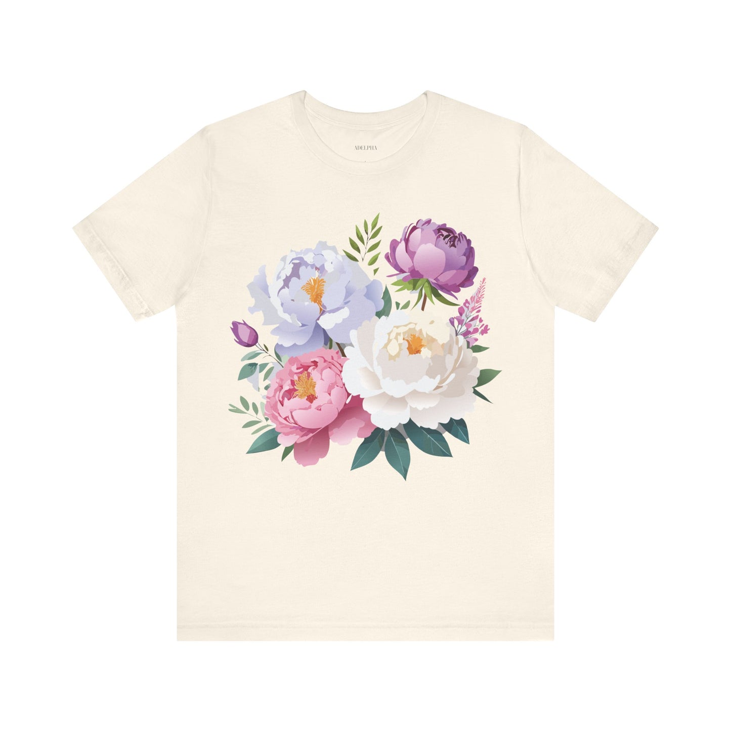 T-shirt en coton naturel avec fleurs