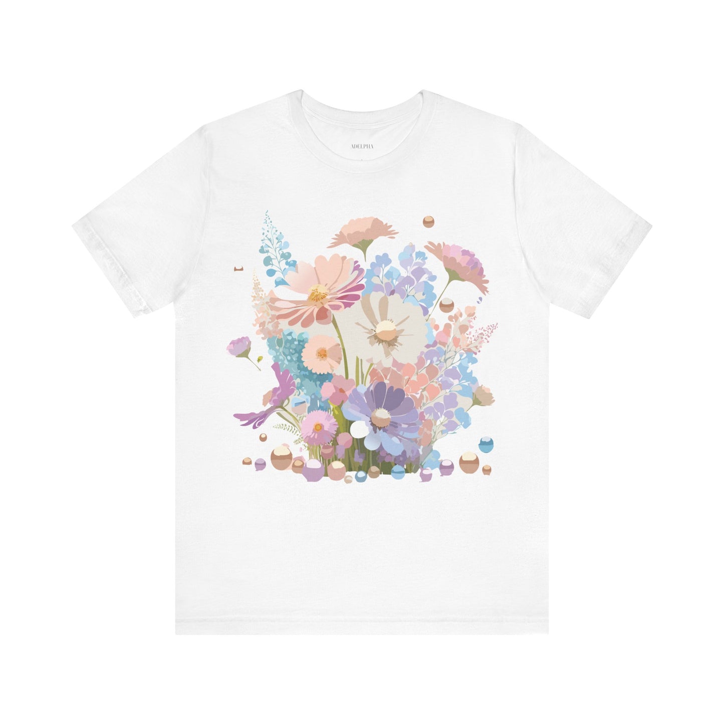 Natural Cotton Tee Shirt with Flowers