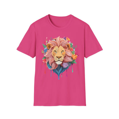 Lion Shirt Unisex Floral Lion Tee Animal Print Softstyle Tee