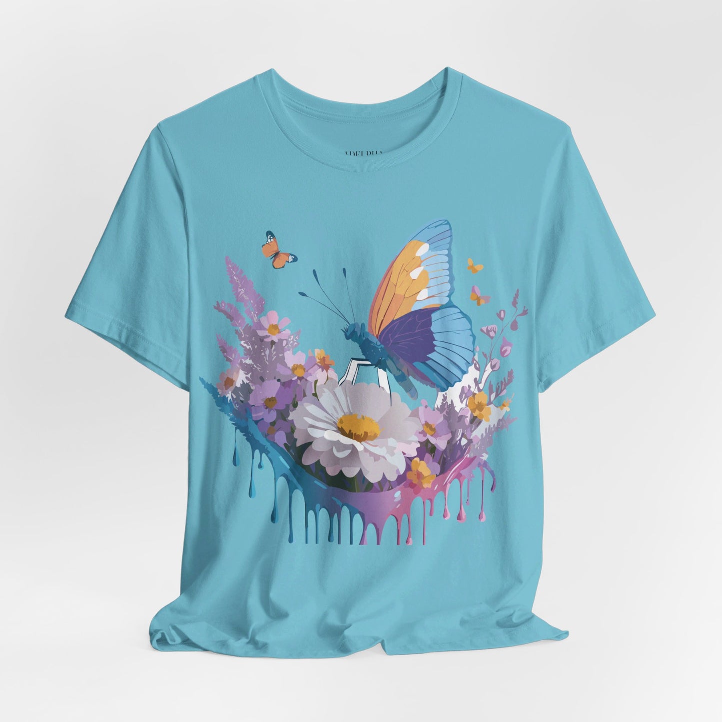 Natural Cotton Tee Shirt with Butterfly