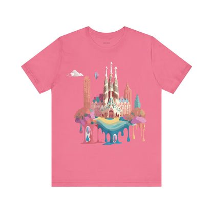 Natural Cotton Tee Shirt - Beautiful Places Collection - Barcelona Printify