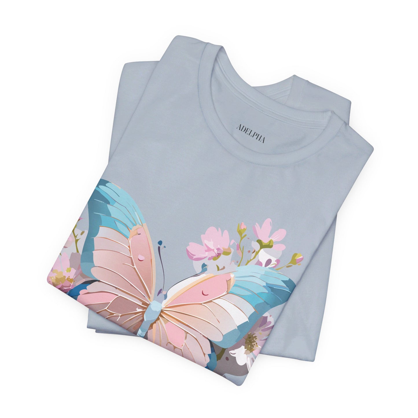 Natural Cotton Tee Shirt with Butterfly