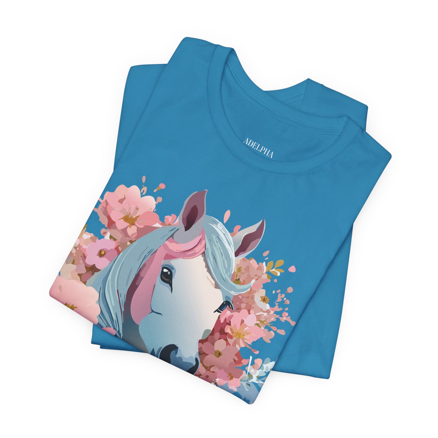 Natural Cotton Tee Shirt with Horse