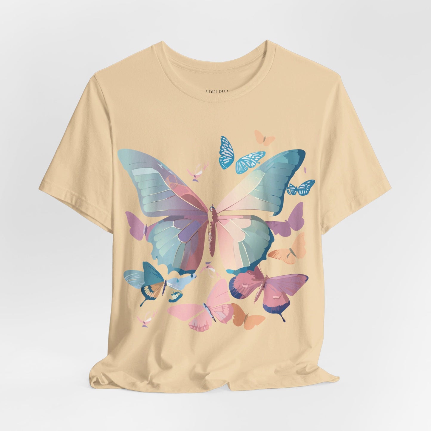 Natural Cotton Tee Shirt with Butterfly