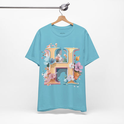 Natural Cotton Tee Shirt - Letters Collection - H Printify