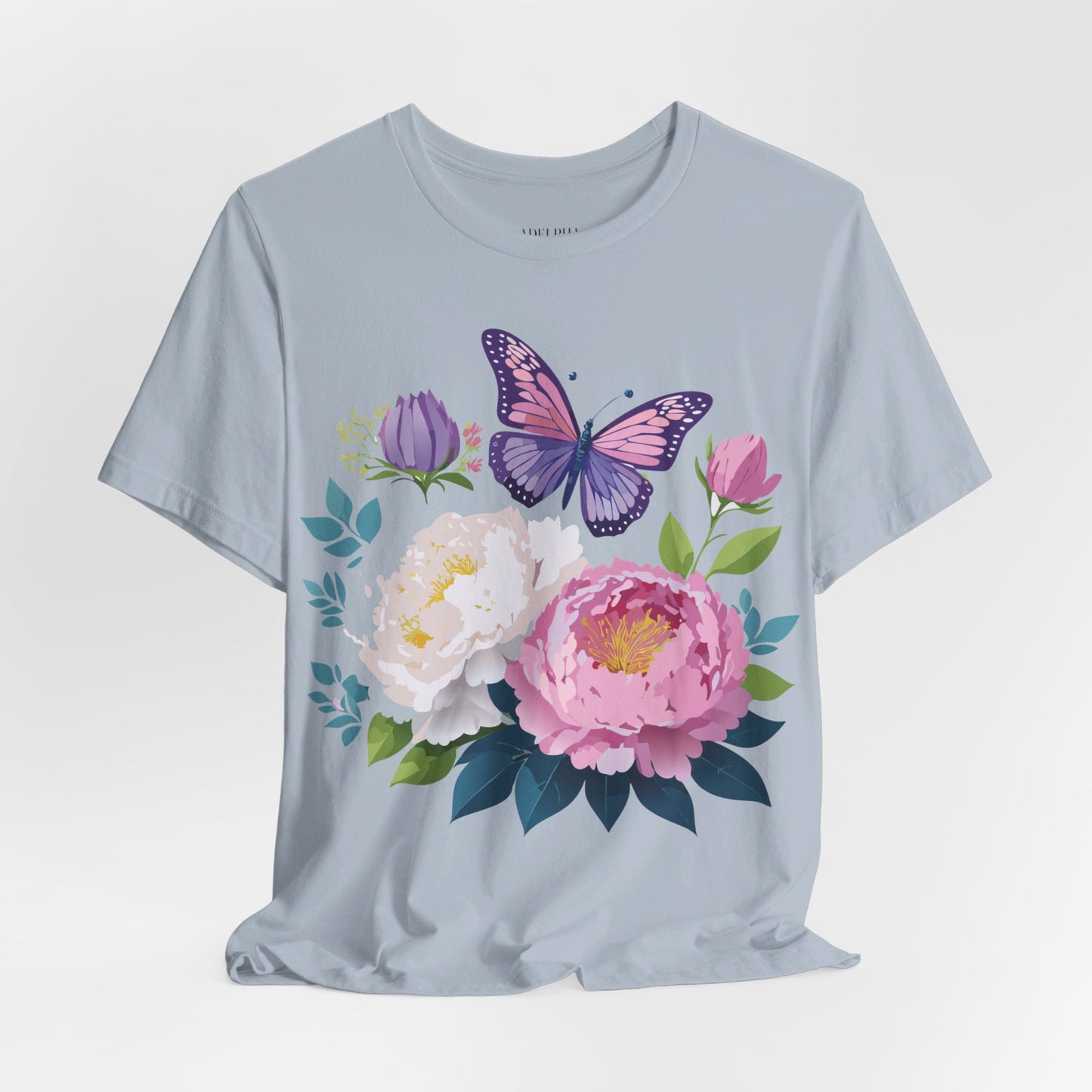 T-shirt en coton naturel avec fleurs