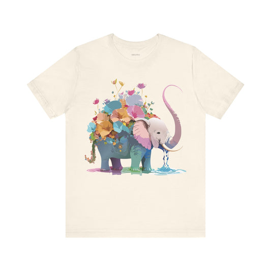 T-shirt en coton naturel avec motif éléphant