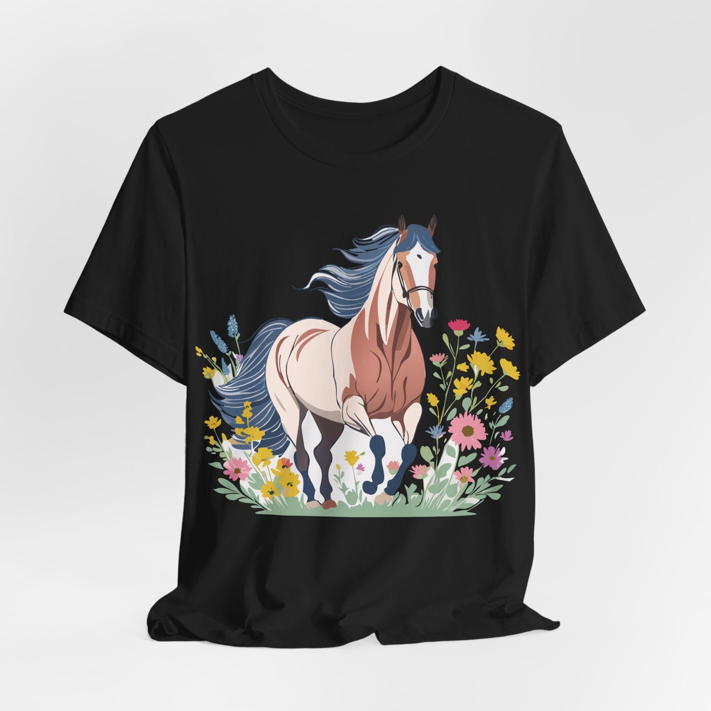 Natural Cotton Tee Shirt with Horse