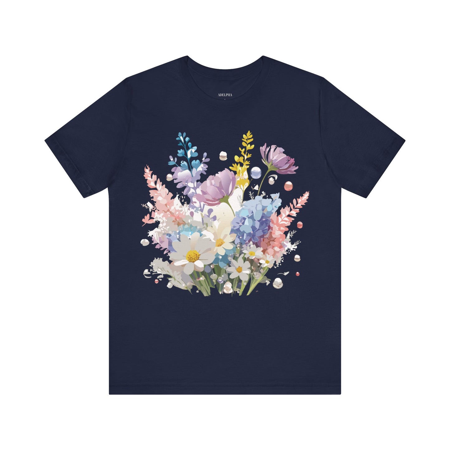 Natural Cotton Tee Shirt with Flowers