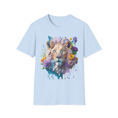 Unisex Lion Shirt Floral Lion Tee Animal Print Tee Gildan 64000
