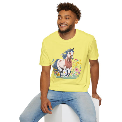 Unisex Horse Tee Softstyle Cotton Shirt With Animals Design Graphic
