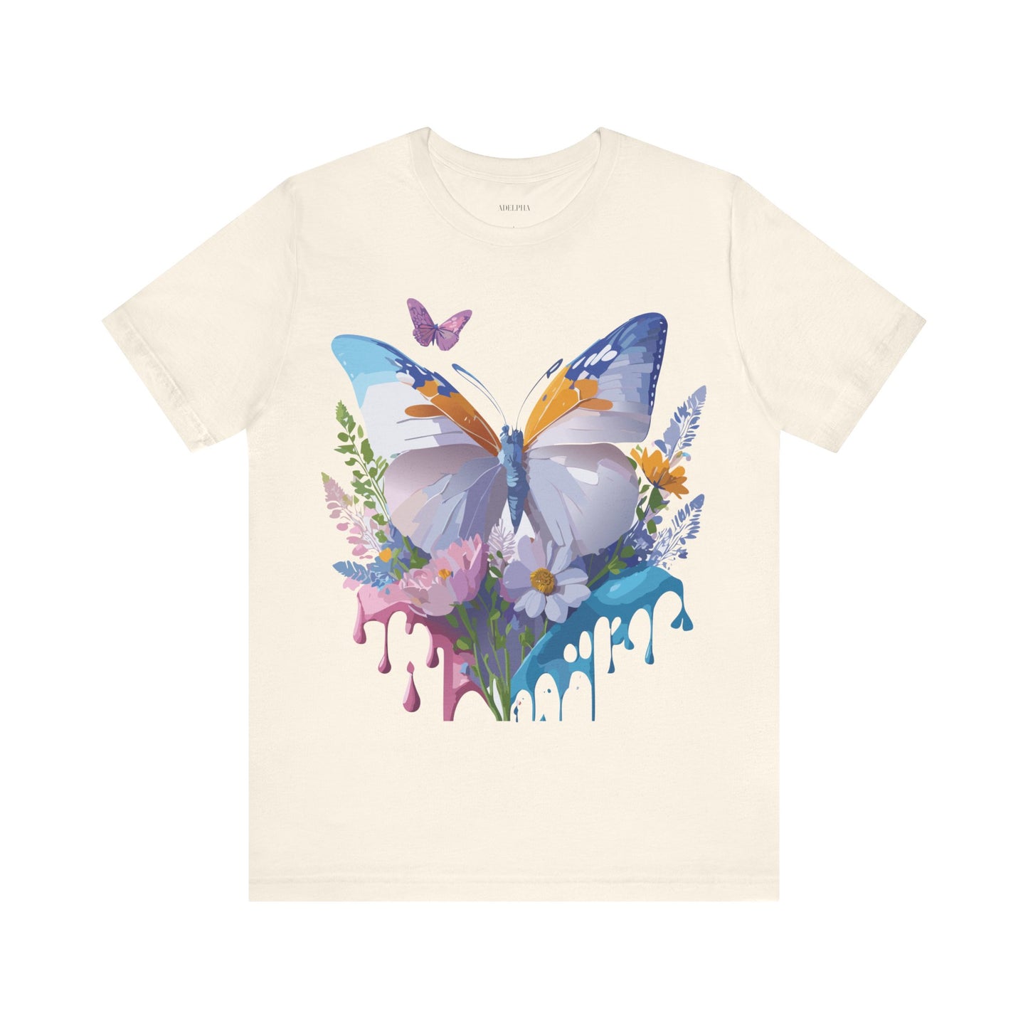 Natural Cotton Tee Shirt with Butterfly