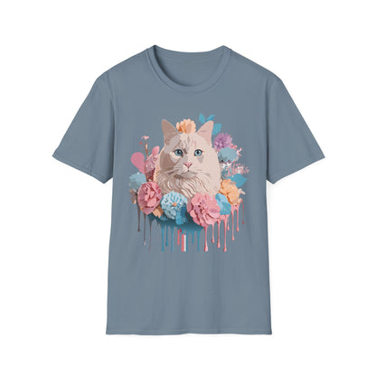 Cat Shirt Unisex Short Sleeve Cat Tee Kitten Design Gildan Softstyle 64000 Tee