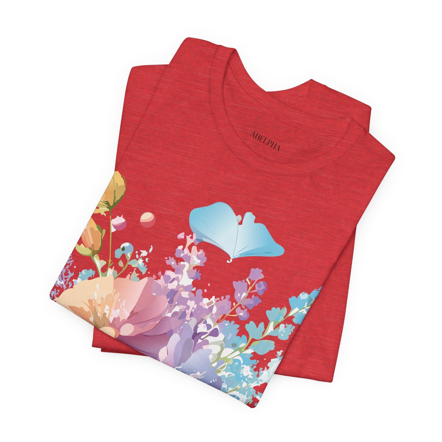 Natural Cotton Tee Shirt with Flowers