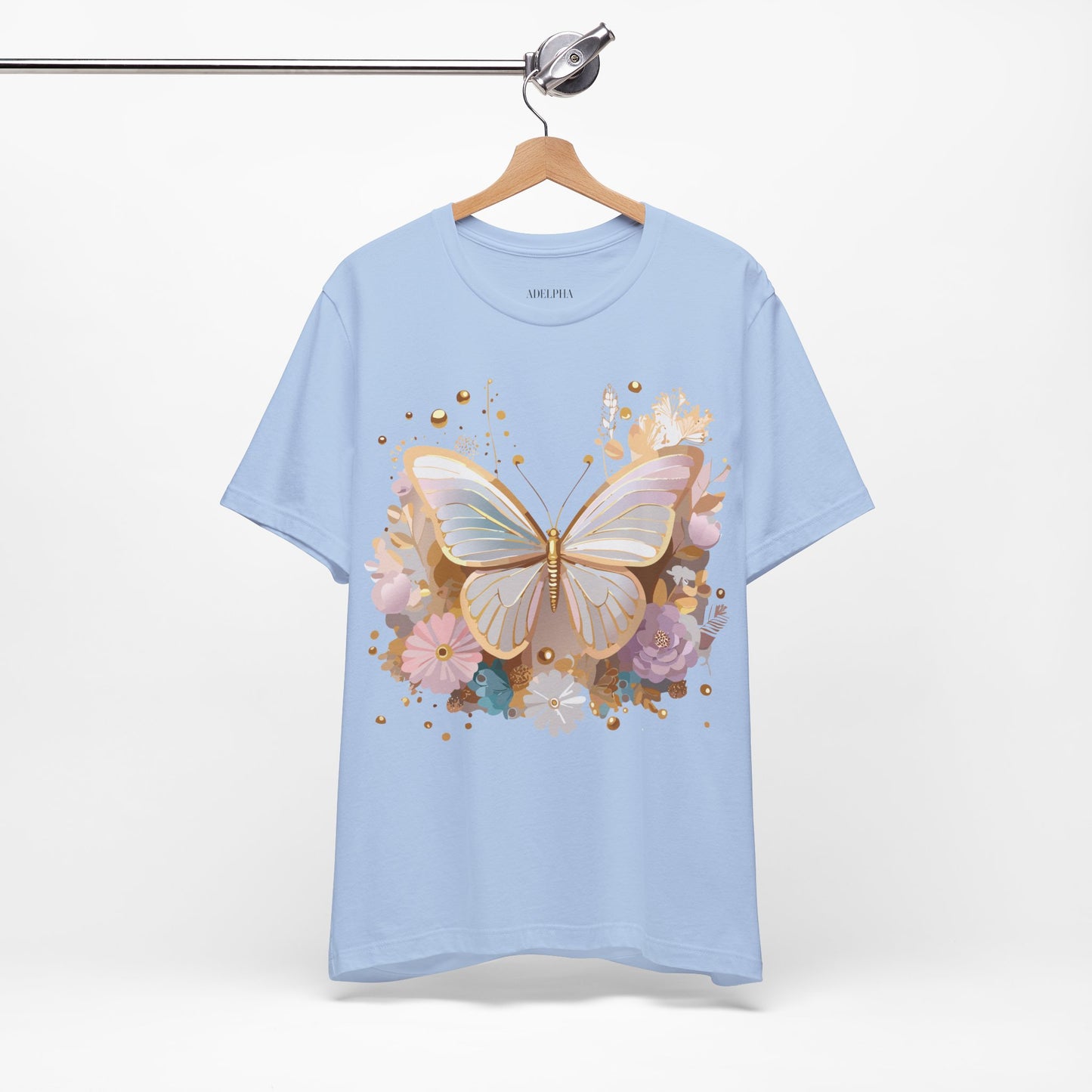 Natural Cotton Tee Shirt with Butterfly