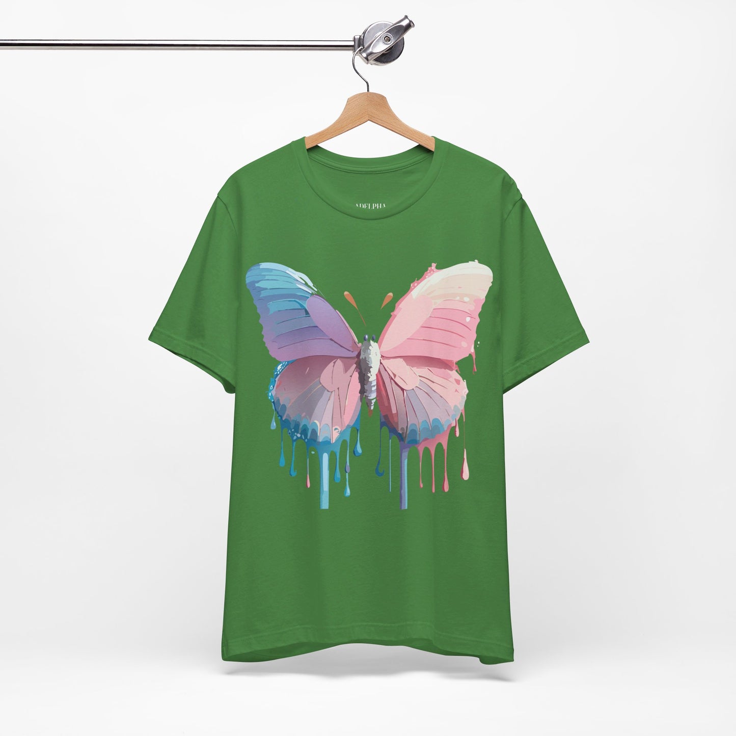 Natural Cotton Tee Shirt with Butterfly