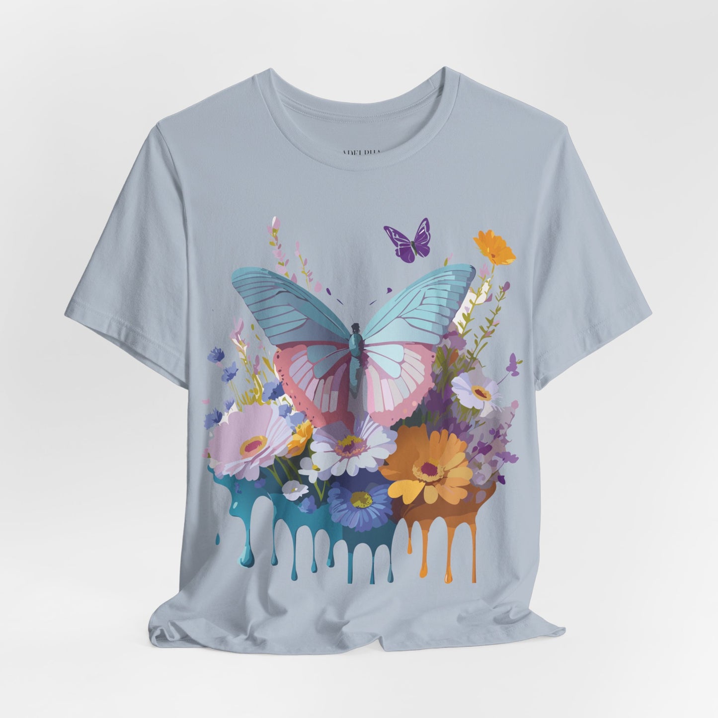 Natural Cotton Tee Shirt with Butterfly