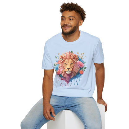 Lion Shirt Unisex Floral Lion Tee 100 Percent Cotton Softstyle Gildan 64000