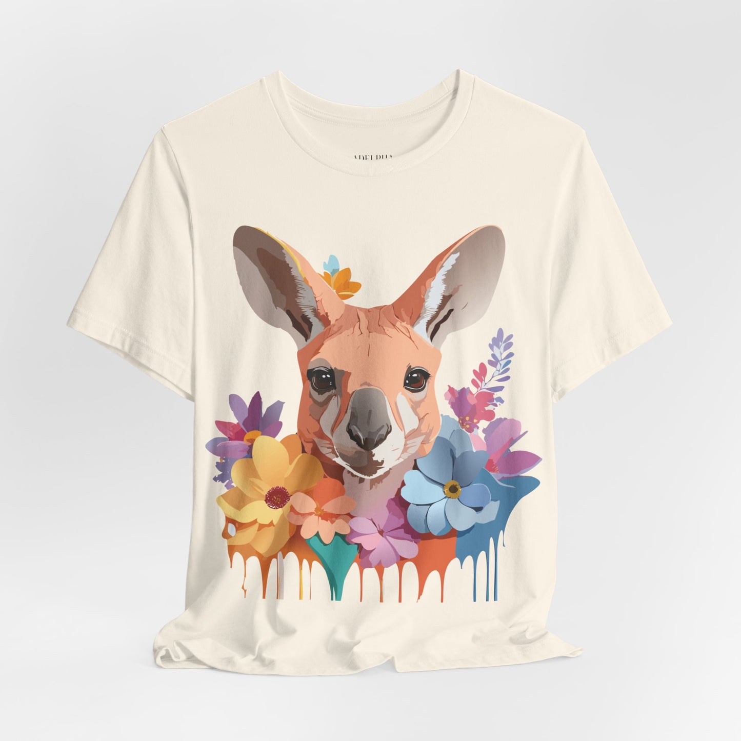 Natural Cotton Tee Shirt with Kangaroo