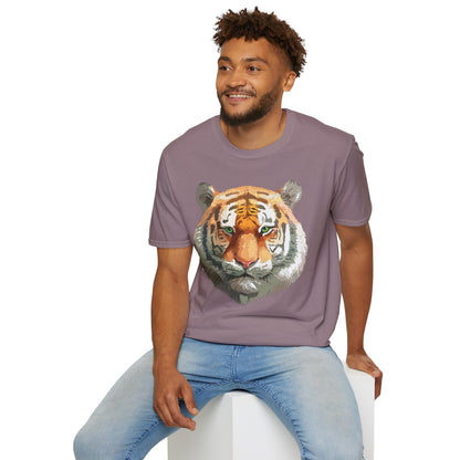 Tiger Print Shirt Unisex Animal Tee Gildan Softstyle 64000 Cotton Comfort