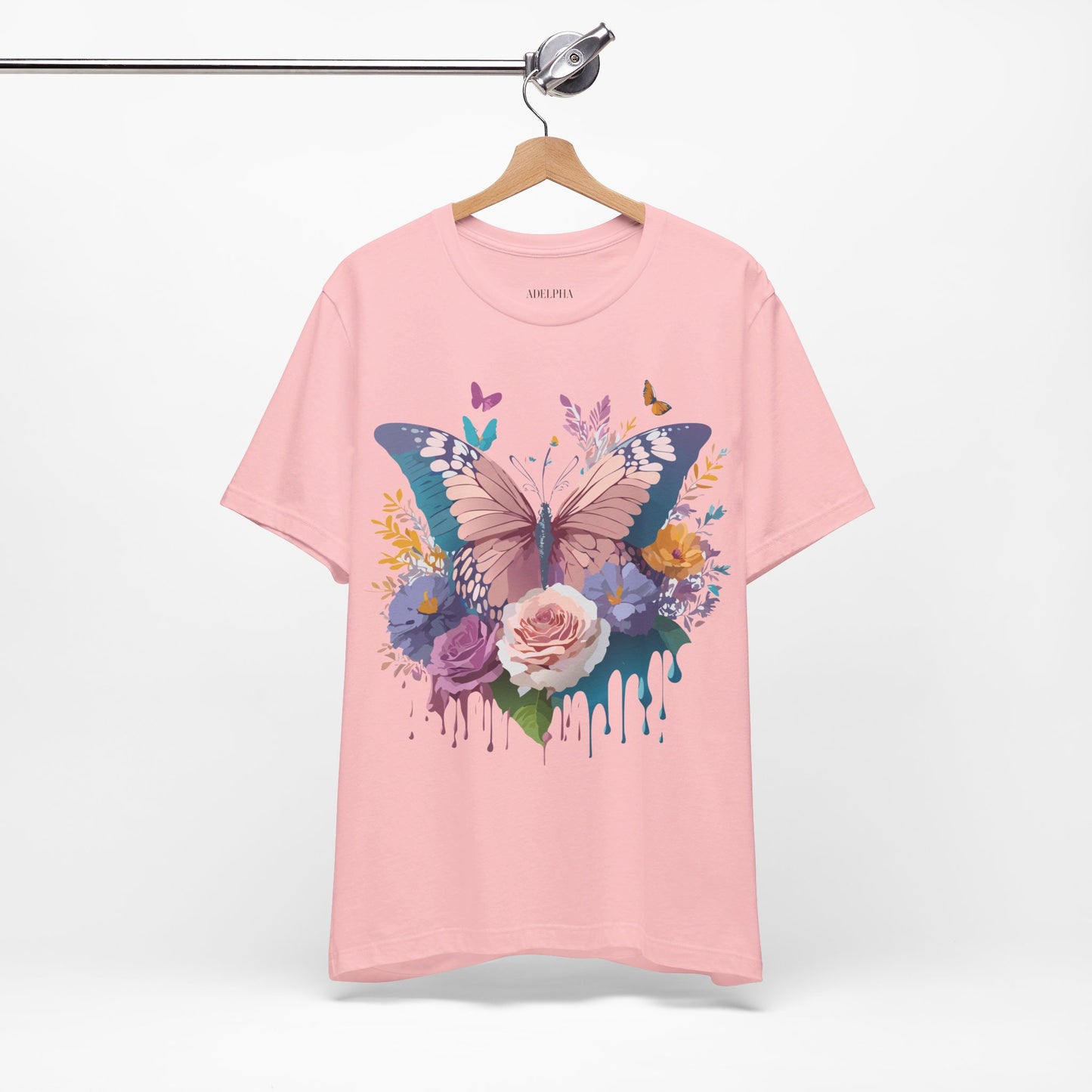 Natural Cotton Tee Shirt with Butterfly