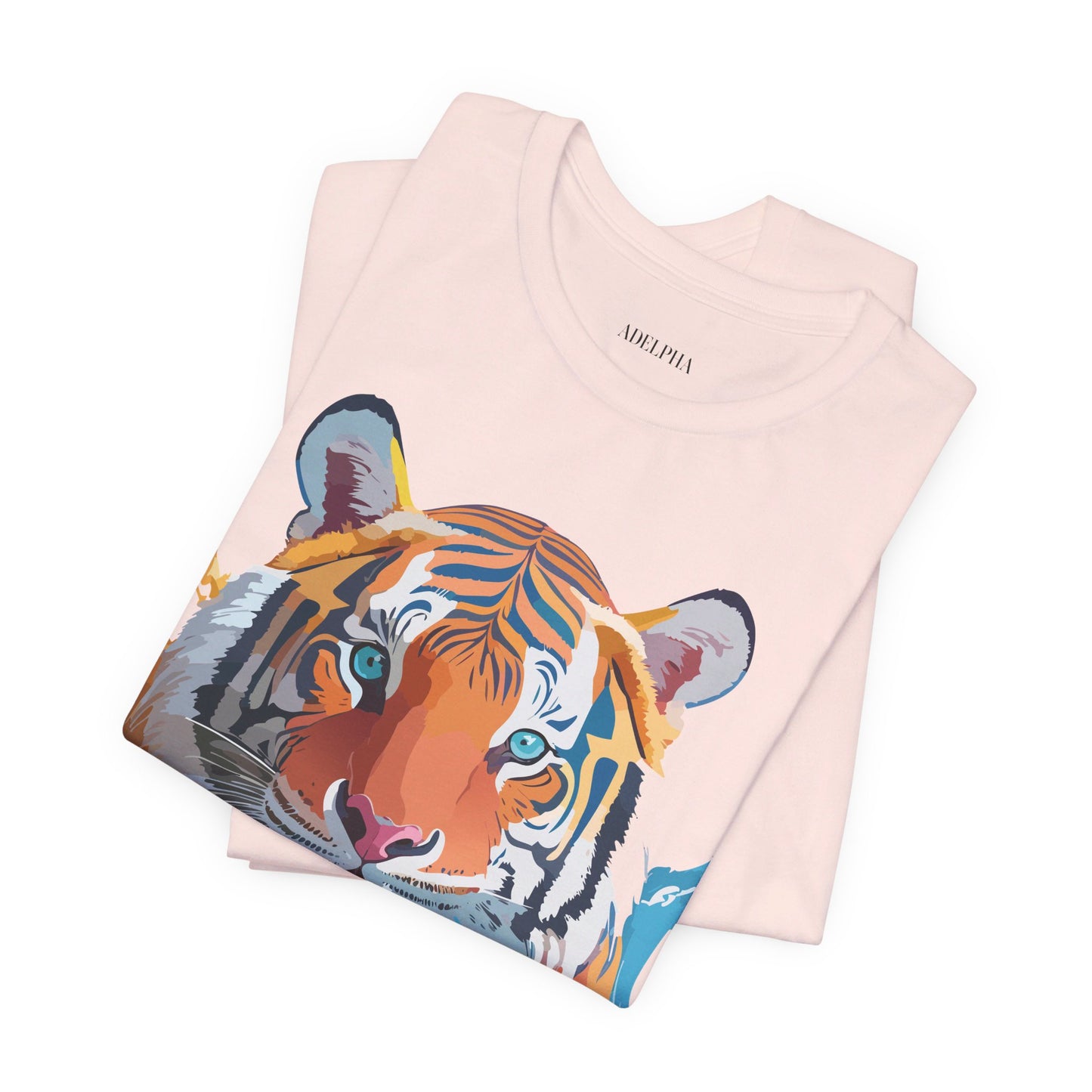 T-shirt en coton naturel avec motif tigre