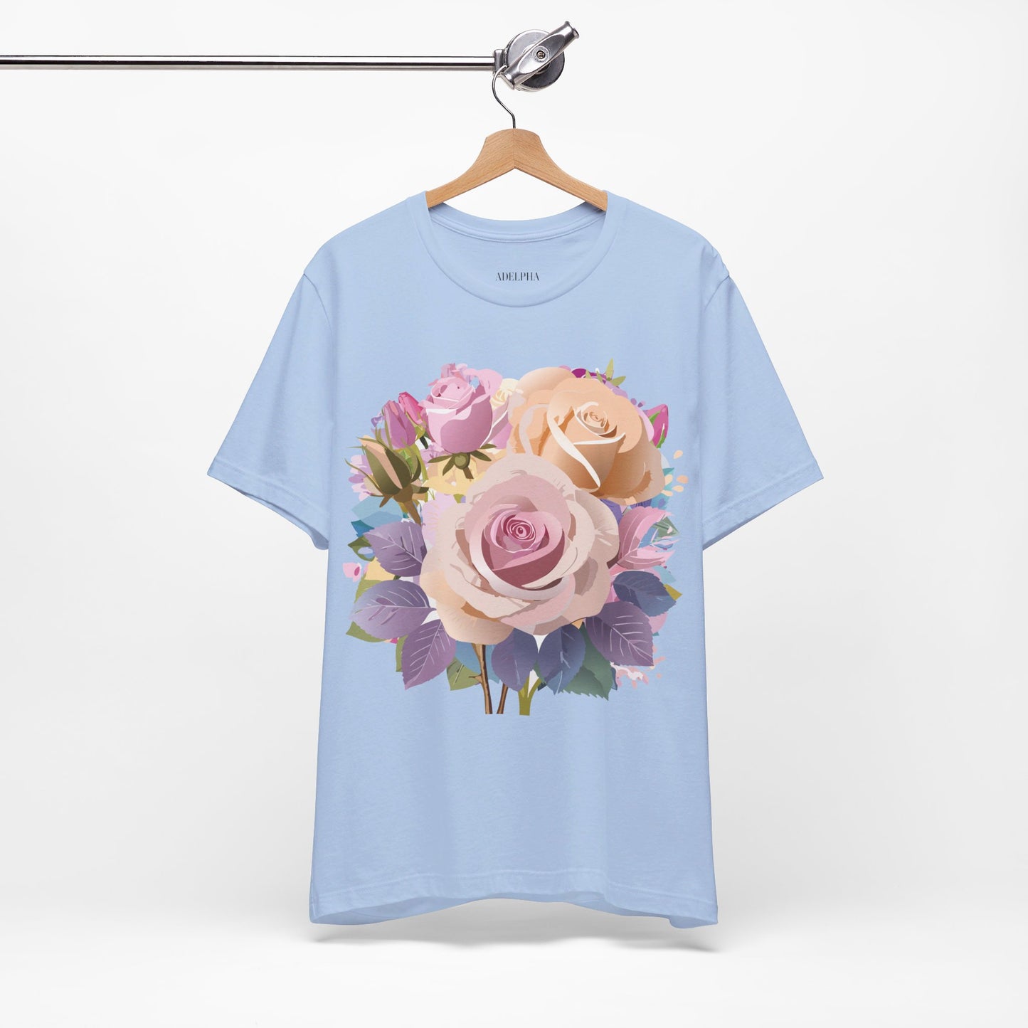 Natural Cotton Tee Shirt with Flowers