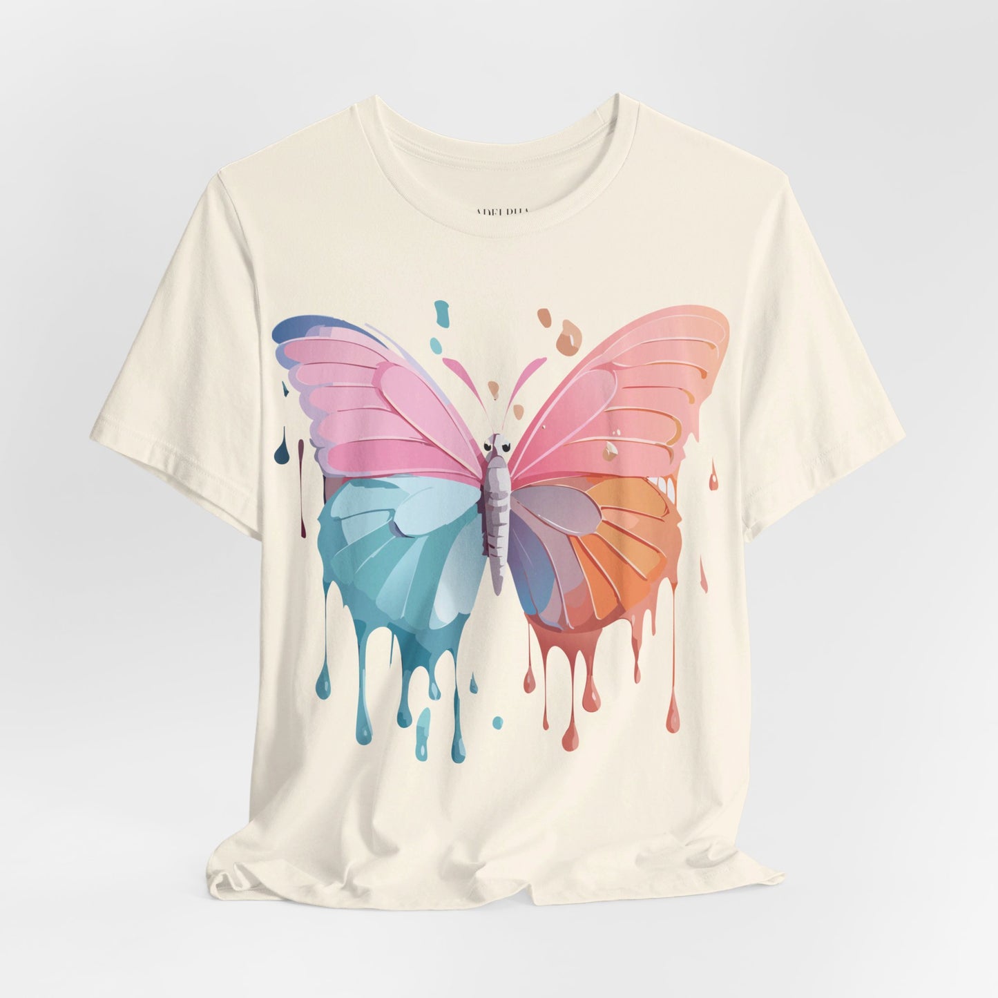 Natural Cotton Tee Shirt with Butterfly