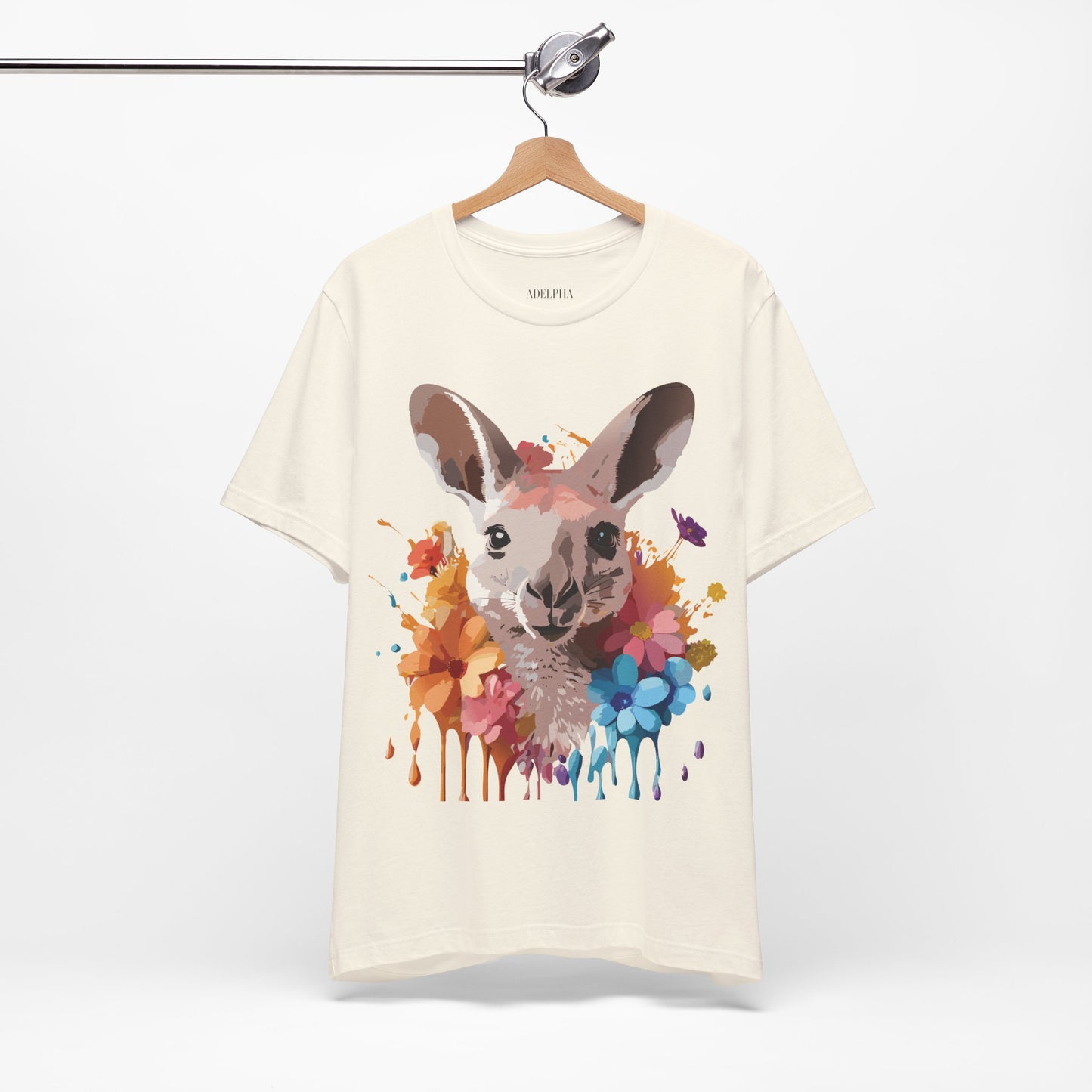 Natural Cotton Tee Shirt with Kangaroo