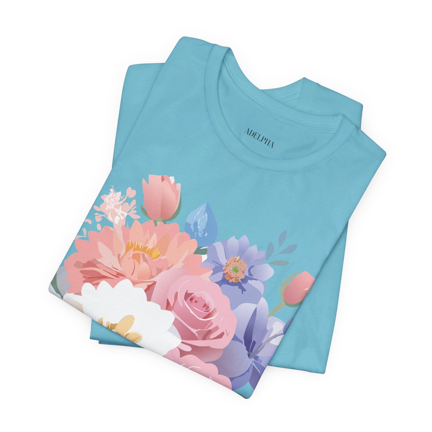 T-shirt en coton naturel avec fleurs