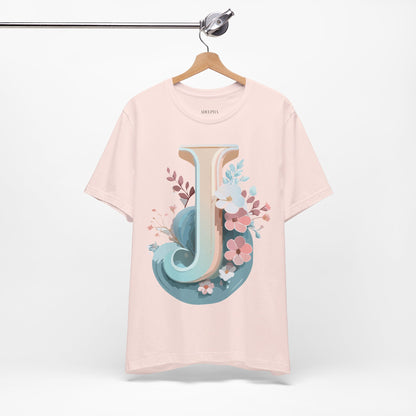 Natural Cotton Tee Shirt - Letters Collection - J Printify