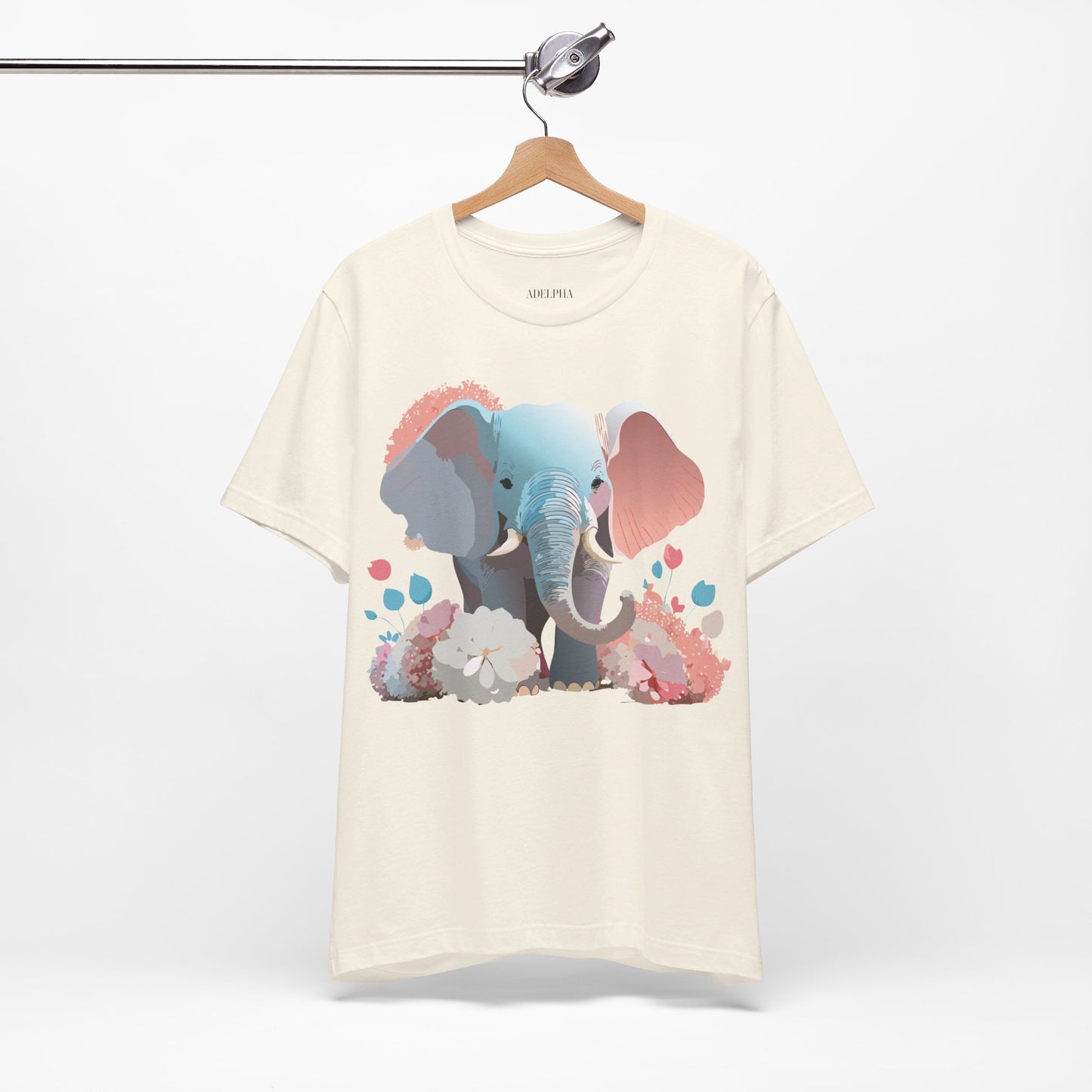 T-shirt en coton naturel avec motif éléphant