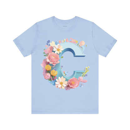 Natural Cotton Tee Shirt - Letters Collection - C Printify