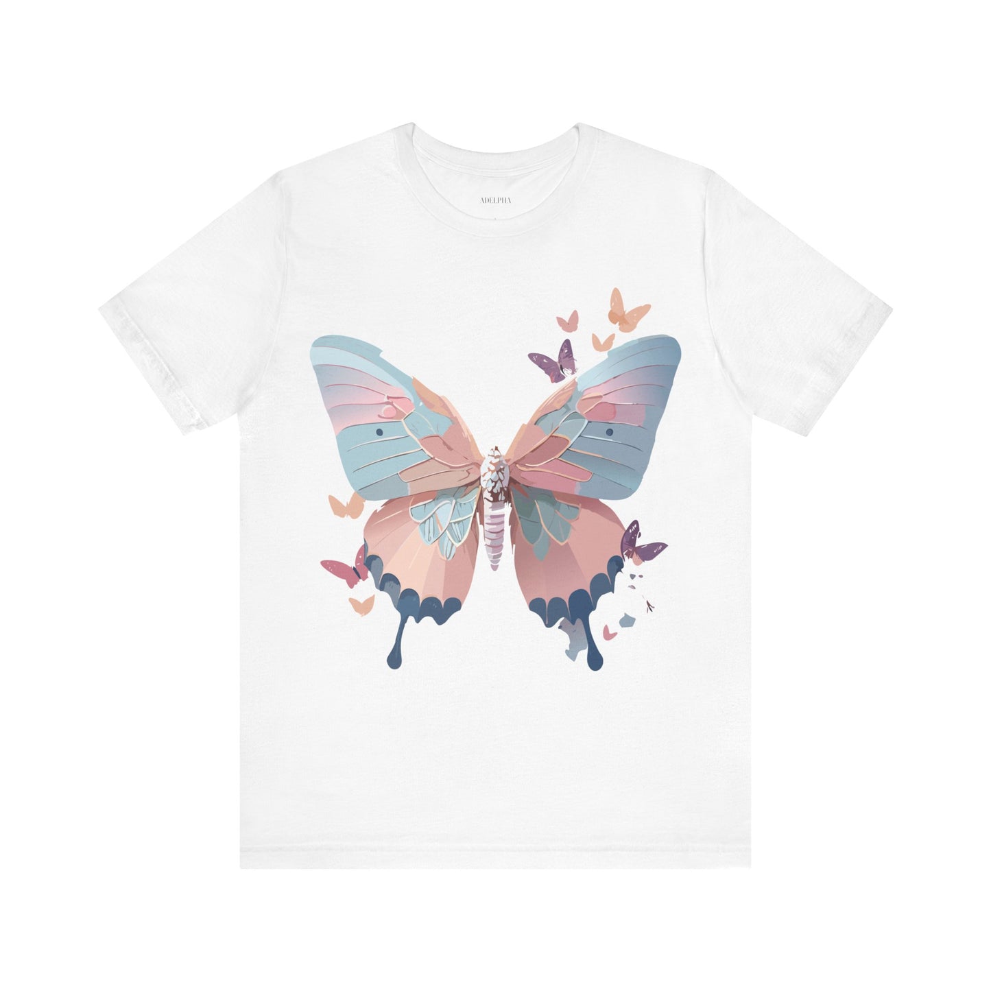 Natural Cotton Tee Shirt with Butterfly