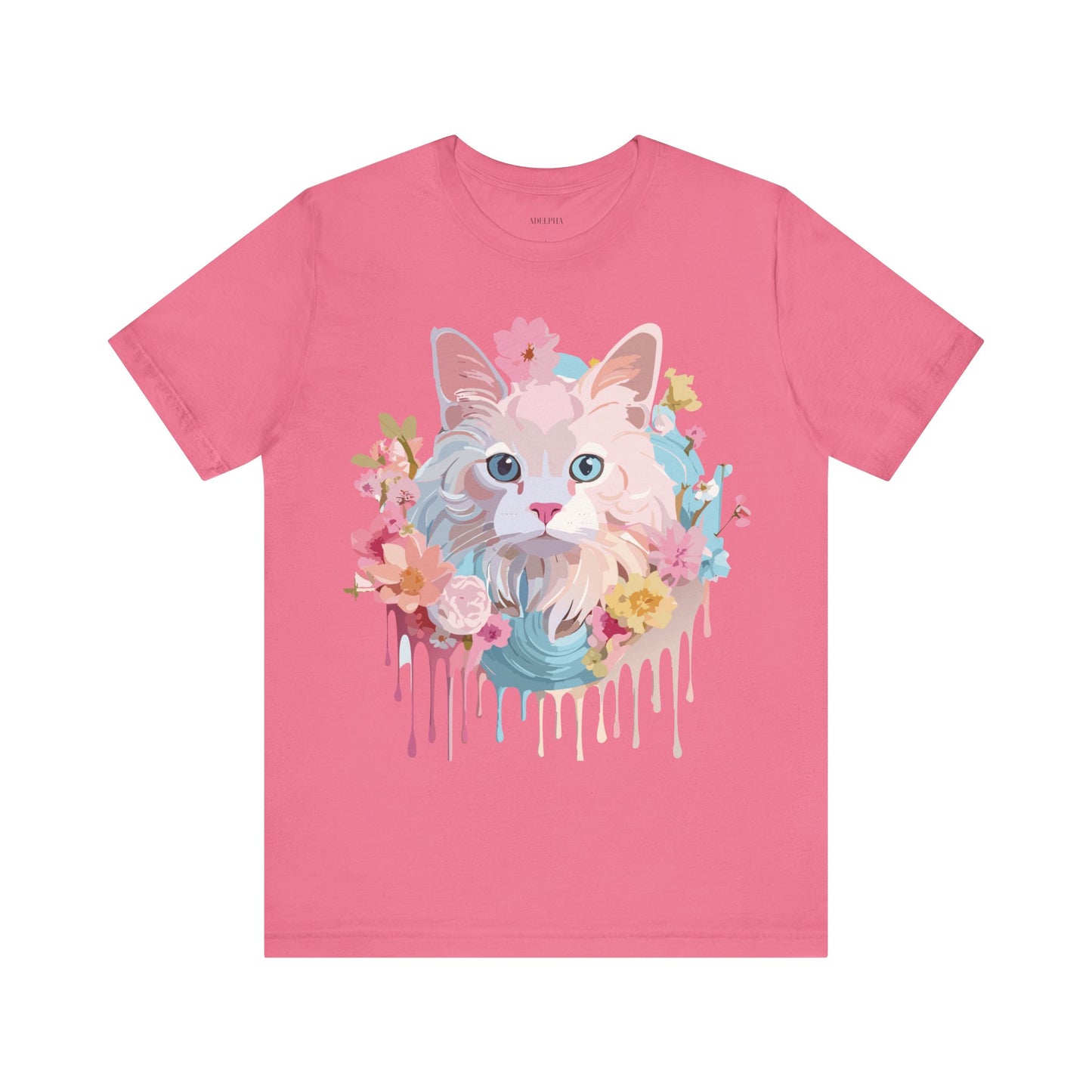 Natural Cotton Tee Shirt with Cat