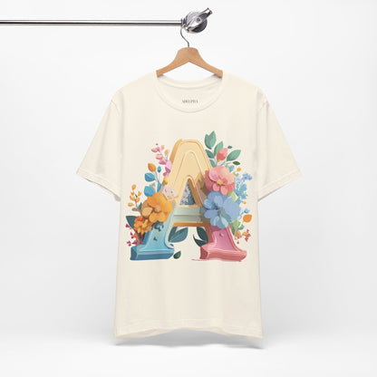 Natural Cotton Tee Shirt - Letters Collection - A Printify