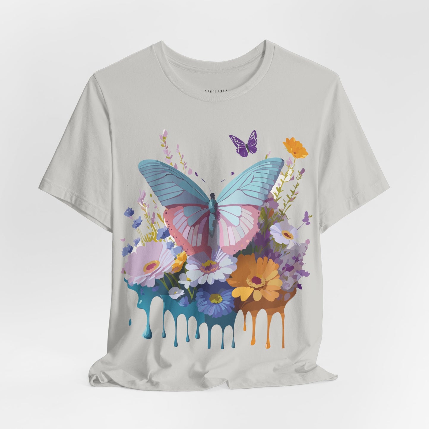 Natural Cotton Tee Shirt with Butterfly